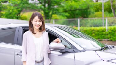 Woman smiling car