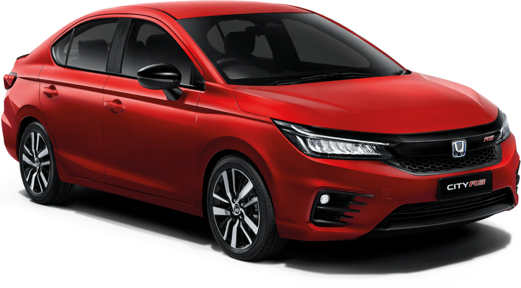 Red Honda CIty RS. Hybrid. Fuel Efficient