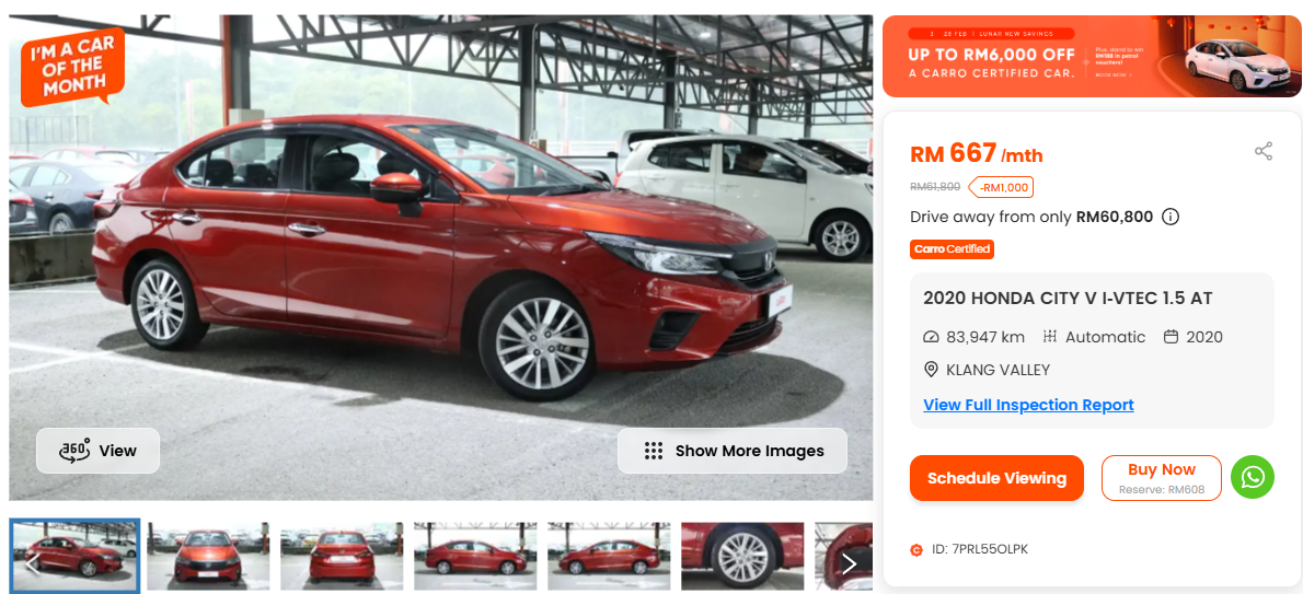 Red Honda City 1.5 2020 on Carro MY