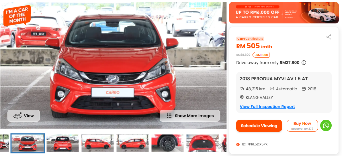 Red Perodua Myvi 1.5 2018 on Carro MY