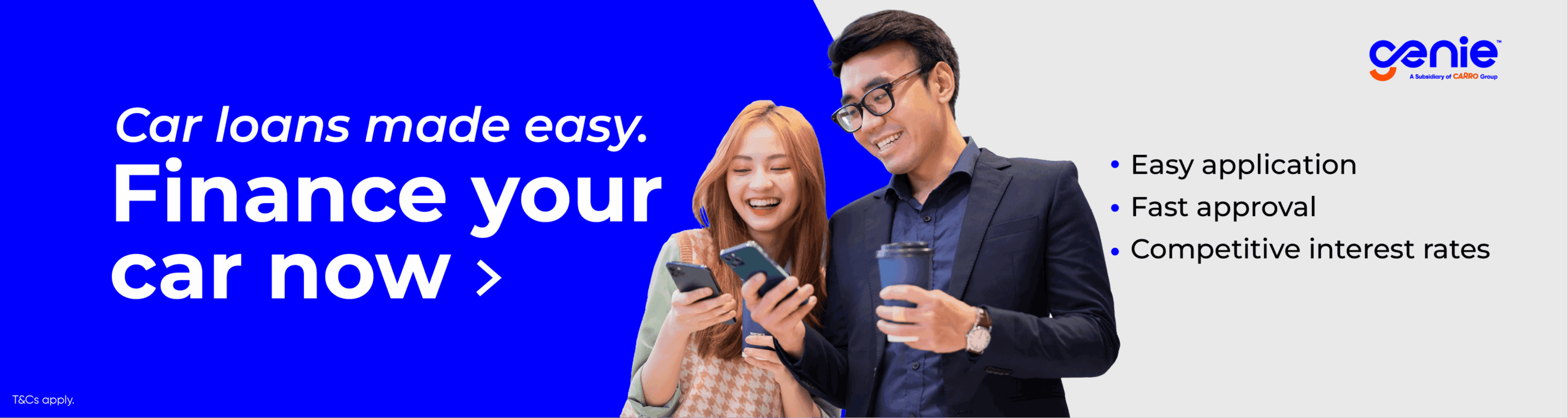Apply car loan and other car financial services with Genie