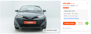 Toyota Vios 1.5A for sale on Carro SG